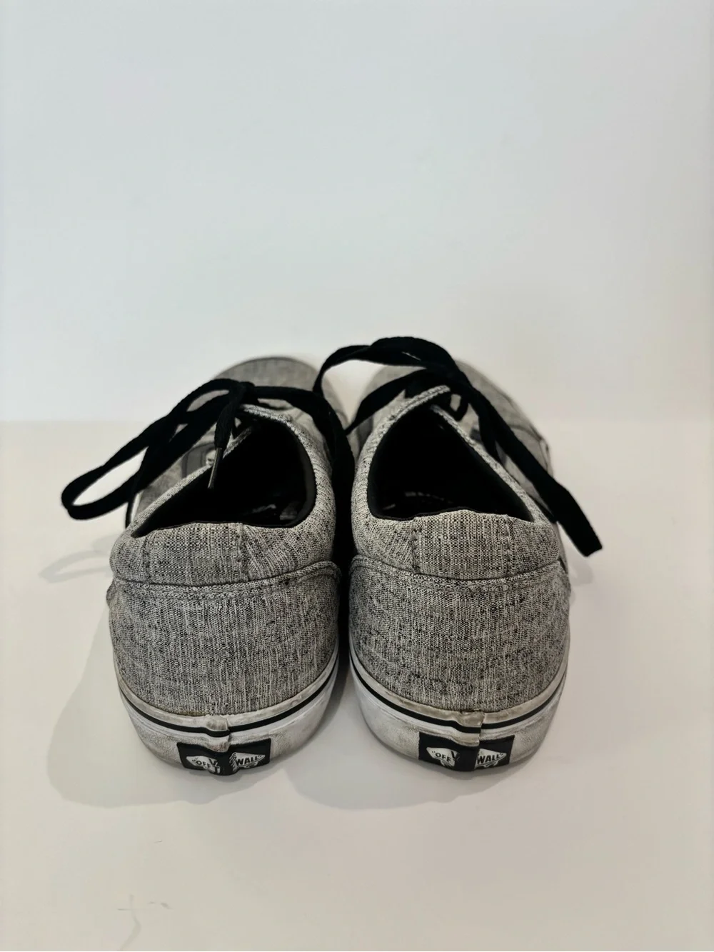 Vans Men’s Gray Canvas Low-Top Sneakers with Black Stripe
